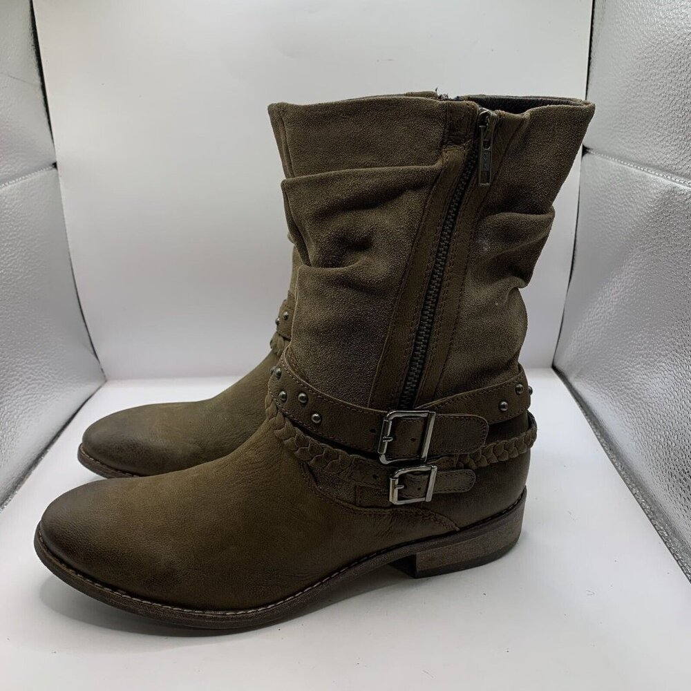 Matisse Outback Mid Calf Boots size 7.5M tan brow leather Buckle